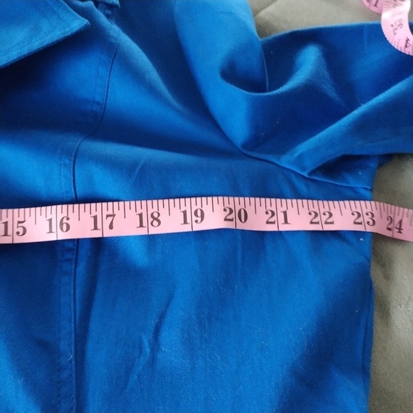 Dress Barn Blue Lightweight Cotton Spandex Open Front Jacket XL - Picture 9 of 10